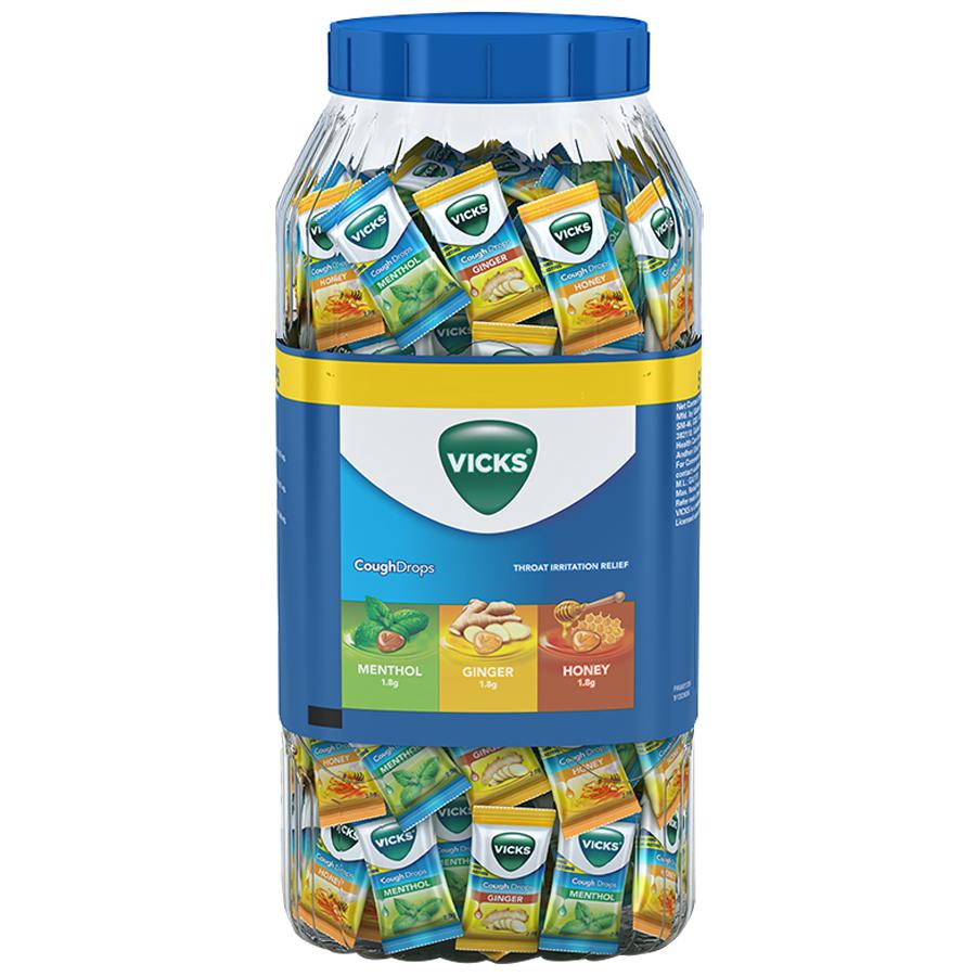 VICKS Candy Cough Drops Throat Irritation Relief Menthol Honey Ginger 200 Candies - Singh Cart