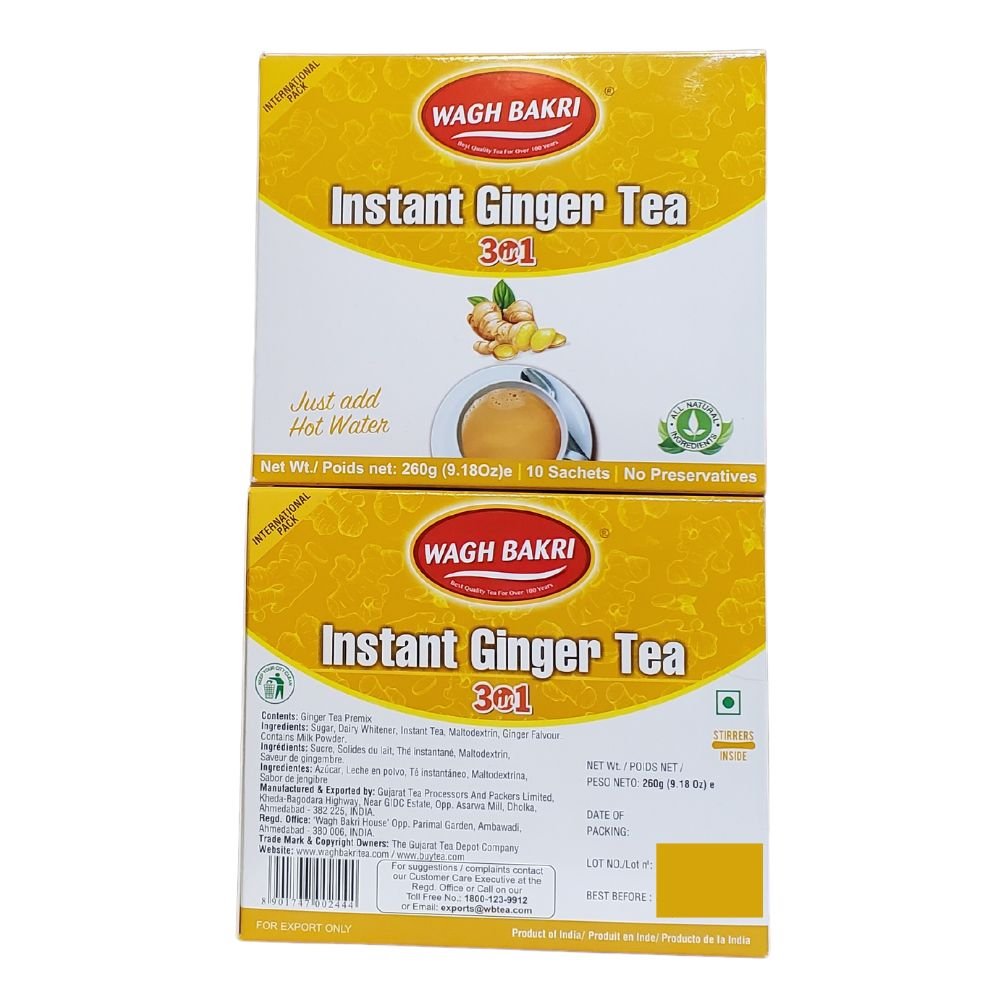 Wagh Bakri Instant Ginger Tea 3in1 Premix 10 Sachets 260g - Singh Cart