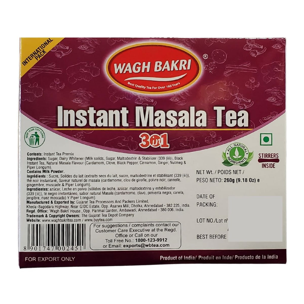Wagh Bakri Instant Masala Tea Bags 3in1 Premix 260g - Singh Cart