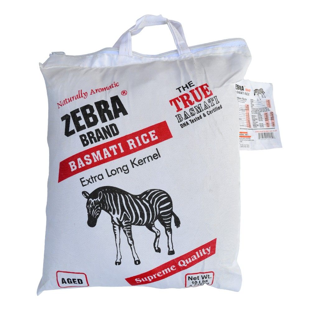Zebra Brand Basmati Rice Extra Long Kernel 10lbs (4.54kg) - Singh Cart