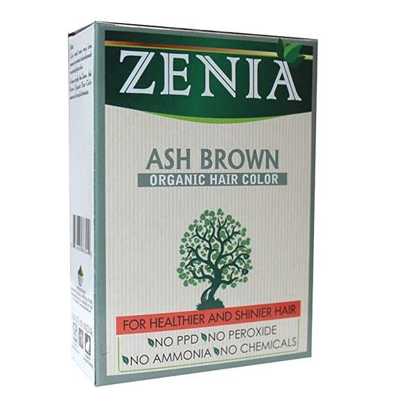 Zenia Ash Brown Organic Henna Hair Color No Amonia, No Chemicals 100g(3.5oz) - Singh Cart