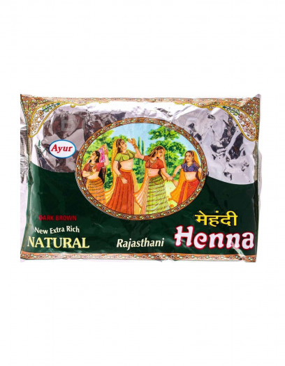 Ayur Rajasthani Henna Mehndi Powder Dark Brown 150g (5.29oz)