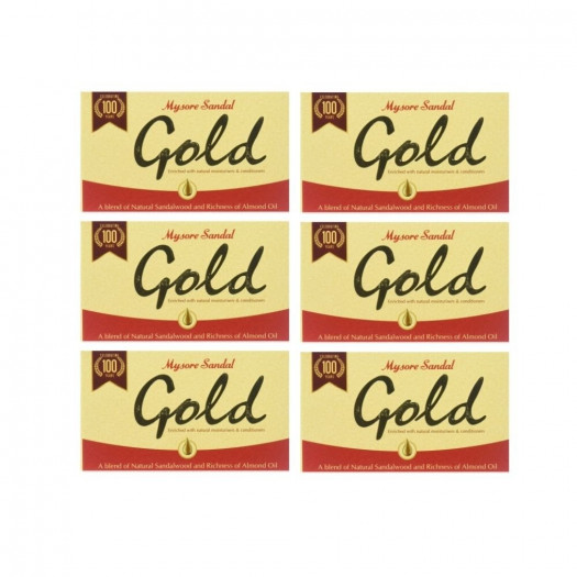 Mysore Sandal Gold Bath Soap With Natural Sandalwood Oil 125g (Pack of 6) - Singh Cart