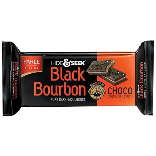 Parle Hide & Seek Black Bourbon Cream Sandwich Choco Biscuits 100g