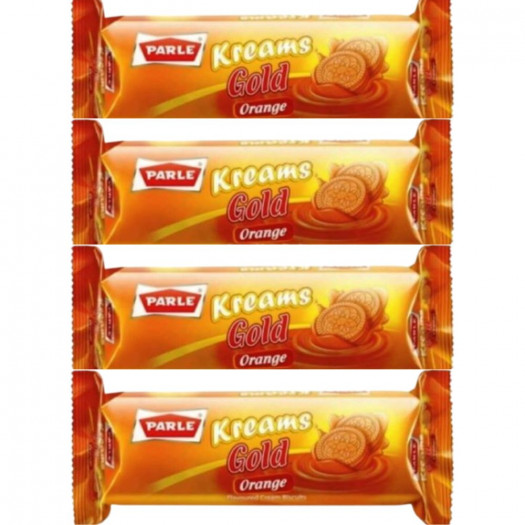 Parle Kreams Gold Orange Cookies 66g (4 Packs) - Singh Cart