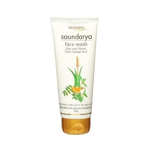 Patanjali Saundarya Face Wash With Aloe Vera Neem Tulsi Orange Peel 100g (3.5oz) - Singh Cart