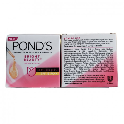 Ponds Bright Beauty Spot Less Glow Day Cream SPF 15 PA++ 35g - Singh Cart