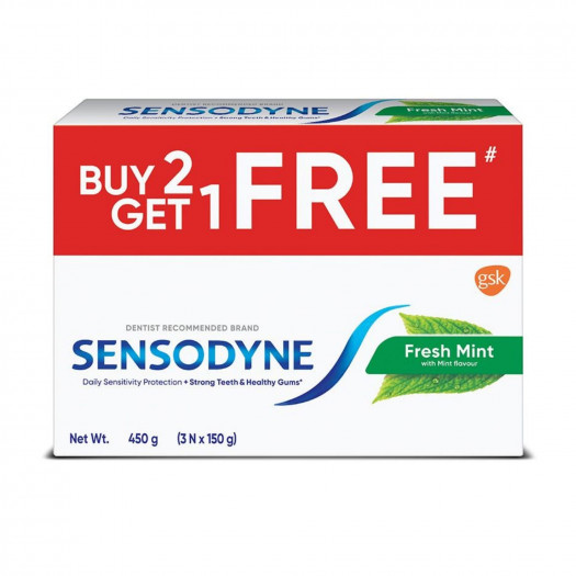 Sensodyne Fresh Mint Toothpaste For Sensitive Teeth 150g (Pack of 3)