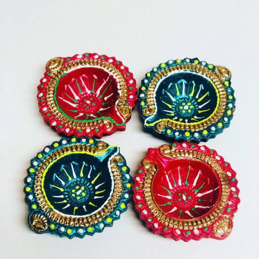 SET OF 4 Empty Clay Diyas for Diwali