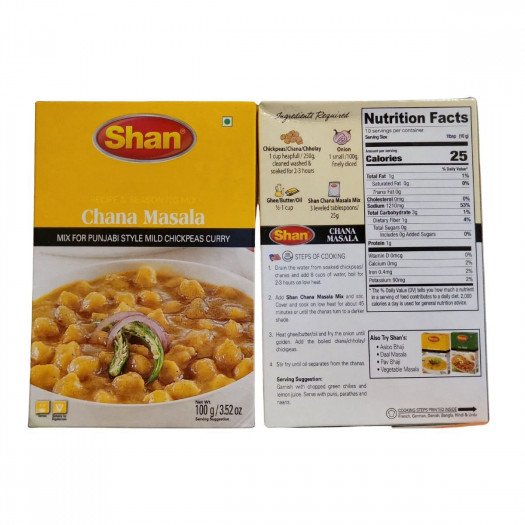 Shan Chana Masala Recipe And Seasoning Mix 100g