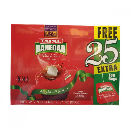 Tapal Danedar Black Tea 100 Round Tea Bags 25 Extra