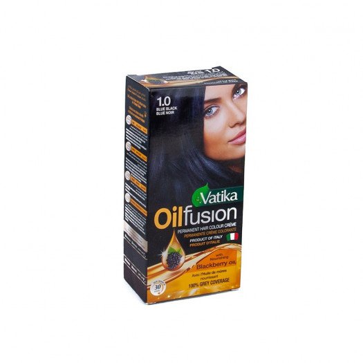 Dabur Vatika Oilfusion Permanent Hair Colour Creme (1.0) Blue Black 100ml