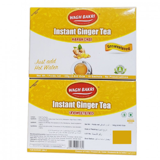 Wagh Bakri Instant Ginger Tea Unsweetened 140g