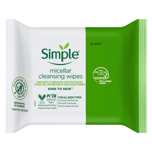 Simple Kind To Skin Micellar Cleansing Wipes 25 Wipes