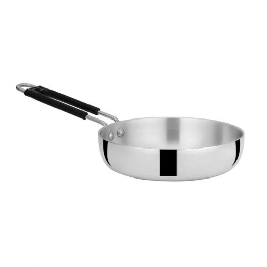Aluminum Frypan with Steel Polish - Modern Round Design, 16.5 cm