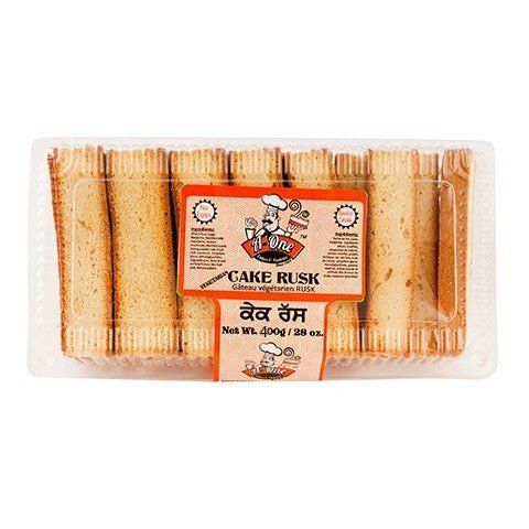 AOne Cake Rusk Eggless 400g – Crispy, golden-brown, twice-baked rusks in a clear packaging, perfect for tea-time snacking. 100% eggless, crunchy, and delicious.