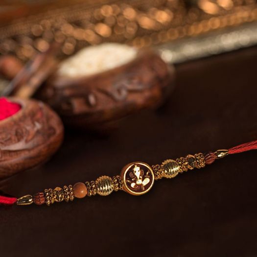 Ganesha Rakhi With Wooden Finish