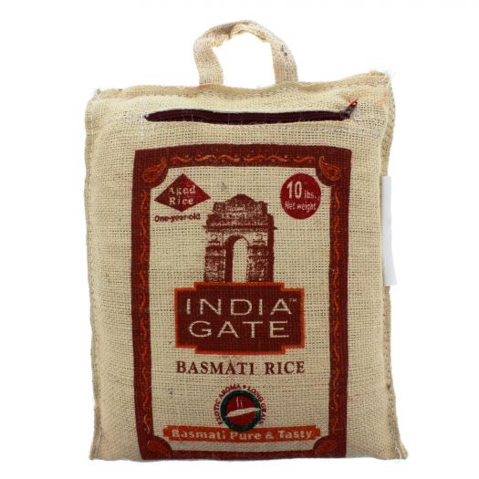 India Gate Basmati Rice Pure & Tasty Jute Bag Aged Rice 10lbs (4.54kg)