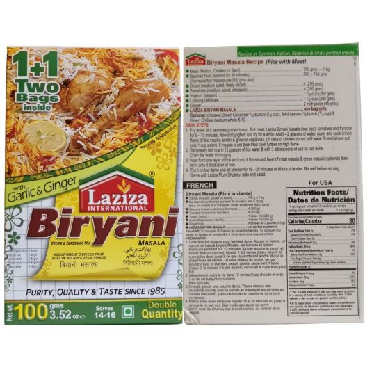 Laziza Biryani Masala With Garlic And Ginger 100g