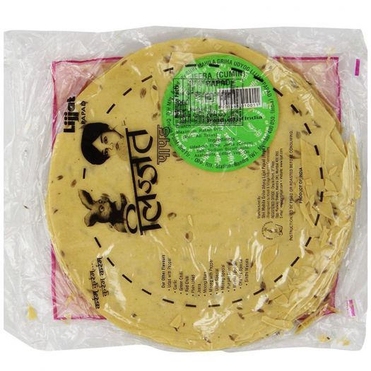 Lijjat Jeera Papad (Cumin Papad) 200g (7 oz) - Singh Cart