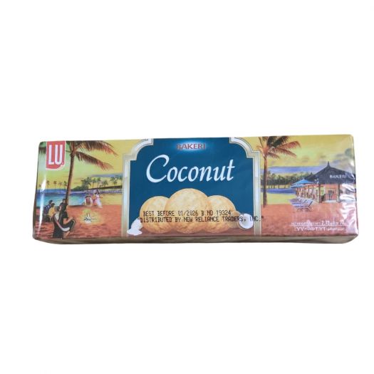 LU Coconut Cookies New Bakeri 84g – Crispy, golden-brown cookies with rich coconut flavor, packed in a convenient snack-size pack, perfect for tea-time or on-the-go munching