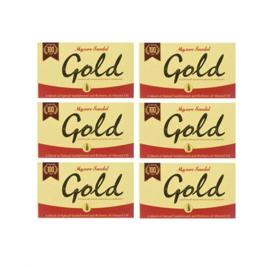 Mysore Sandal Gold Bath Soap With Natural Sandalwood Oil 125g (Pack of 6) - Singh Cart