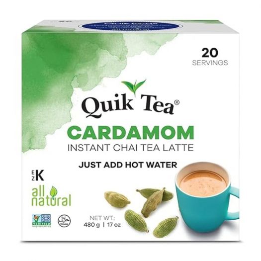 Quik Tea Cardamom Chai Instant Tea 20 Pouches 17 OZ (480 Grams)