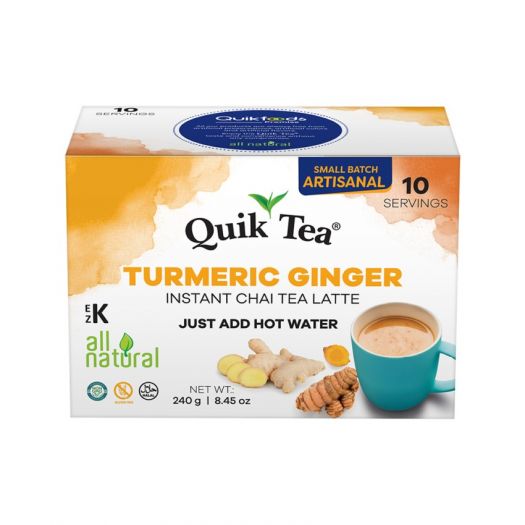 Quik Tea Turmeric Ginger Chai Instant Tea 10 Pouches 8.5 OZ (240 Grams)