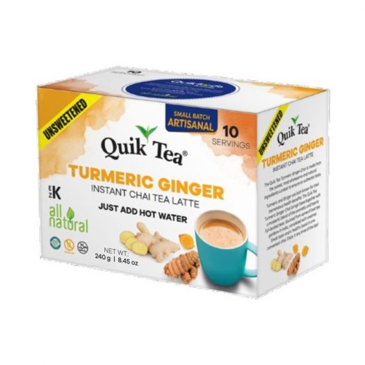 Quik Tea Turmeric Ginger Chai Instant Tea Unsweetened 10 Pouches 240g