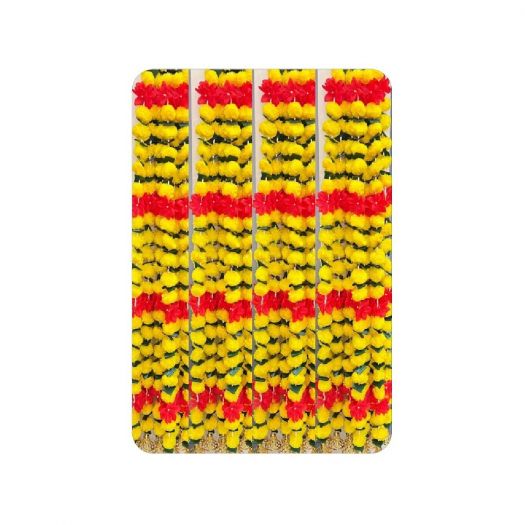 Yellow-Red Marigold Toran / Bandhanwar with Golden Bells 