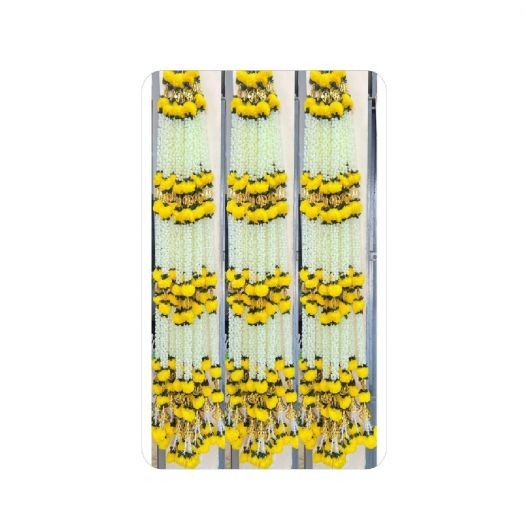 White Jasmine & Yellow Marigold Toran / Bandhanwar with Golden Bells - 10 pieces