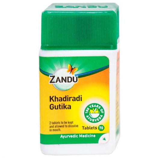 Zandu Khadiradi Gutika Ayurvedic Useful in Cough 70 Tablets - Singh Cart