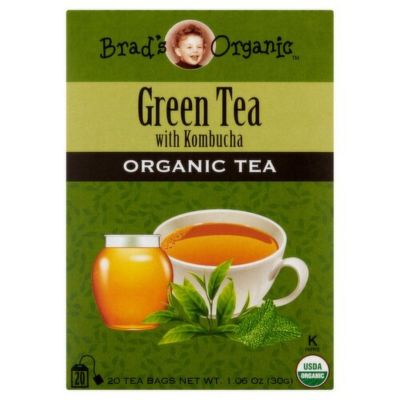 Brad's Organic Green Tea with Kombucha 20 Tea Bags