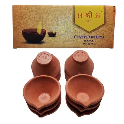 Clay Plain Diya Large (12 Pieces)