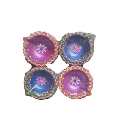 Hand-Painted Decorative Diya Set – Pack of 4