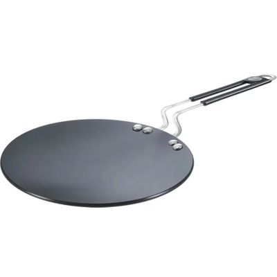 India Gold Aluminum Roti Tawa Hard Anodised - Black, Modern Round Design, 25.5 cm