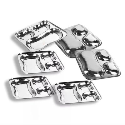 Stainless Steel Dinner Apple Plate (3-In-1 Square) - 6 Pieces Set