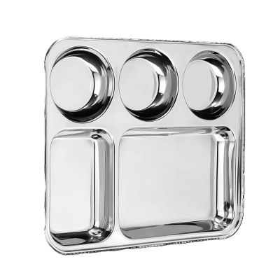 Stainless Steel Modern Dinner Plate 5 In 1 Bhojan Thal R/Katori 6 Piece Set