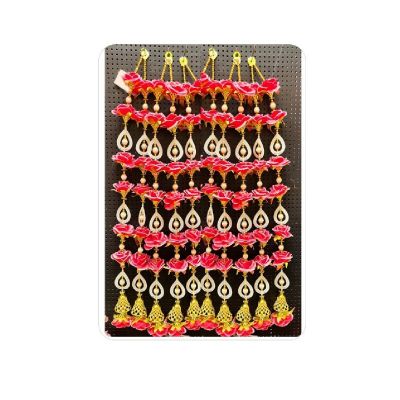 Red Rose Toran / Bandhanwar with Pearl Beads & Golden Bells 